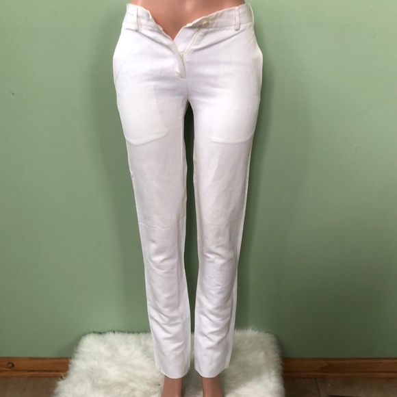 Bottega Veneta Denim - Bottega Veneta Womens Pants White Linen Cotton Blend Pockets Zip Italy 40